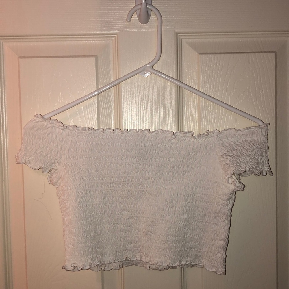 White Off Shoulder Crop Top